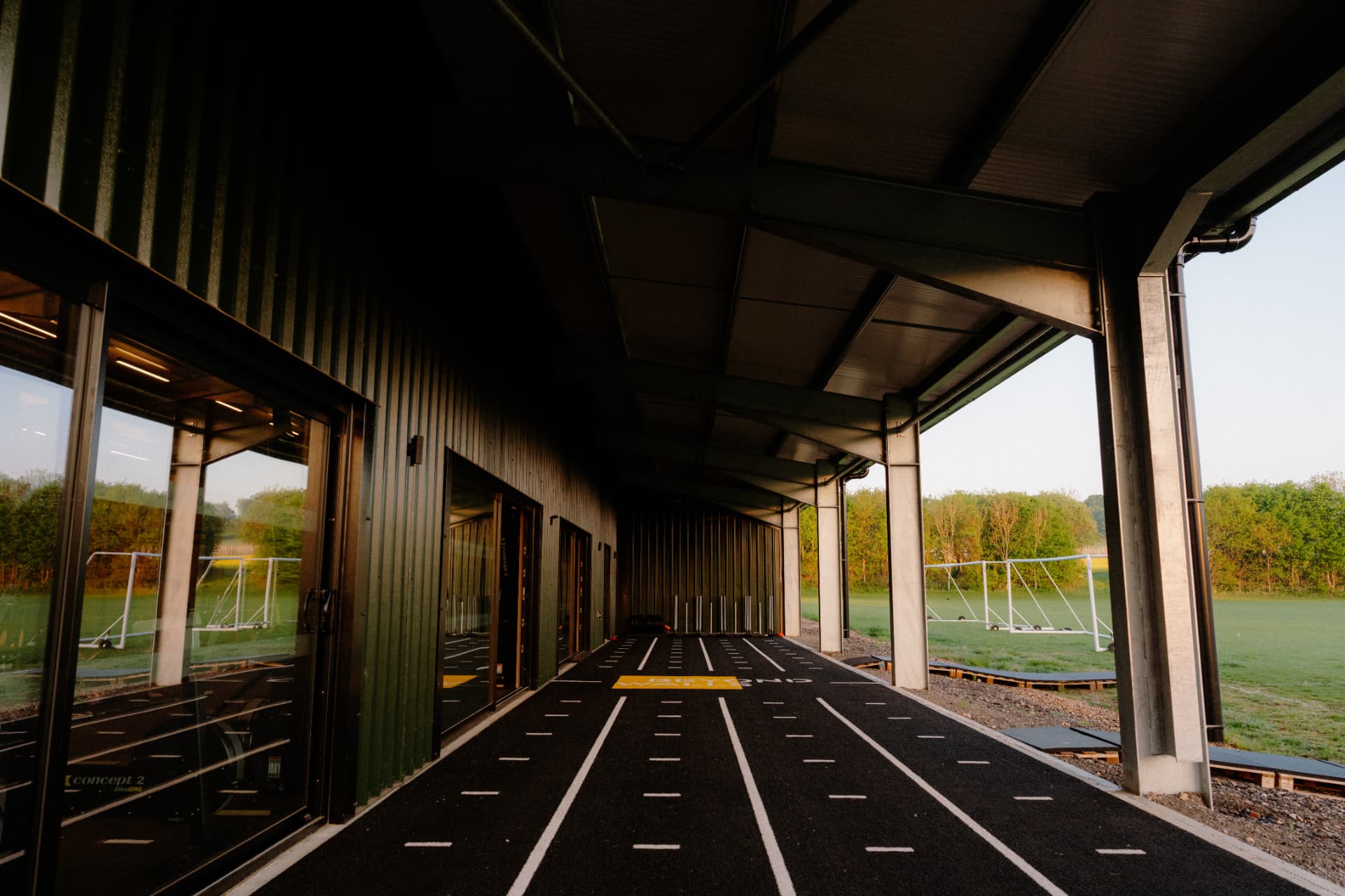 The covered sprint track beside the Beyond Walls gym building