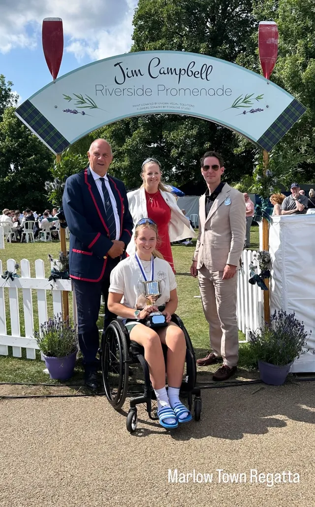 Georgia holding a trophy at Marlow Town Regatta